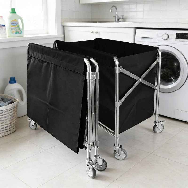 Heavy Duty Collapsible Laundry Cart With Wheels, 12 Bushel Commercial Rolling Basket Truck, 300 Lbs Capacity With Steel Frame And Waterproof Oxford Cloth