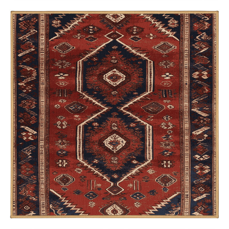 Tapis brun turc lavable à la machine, Carré 3 pi