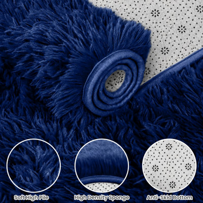 5x7 Ft Blue Large Shag Rugs for Bedroom Living Room Decor for Soft Fluffy Furry Area Rug for Indoor Floor, Aesthetic Carpet for Home Decor