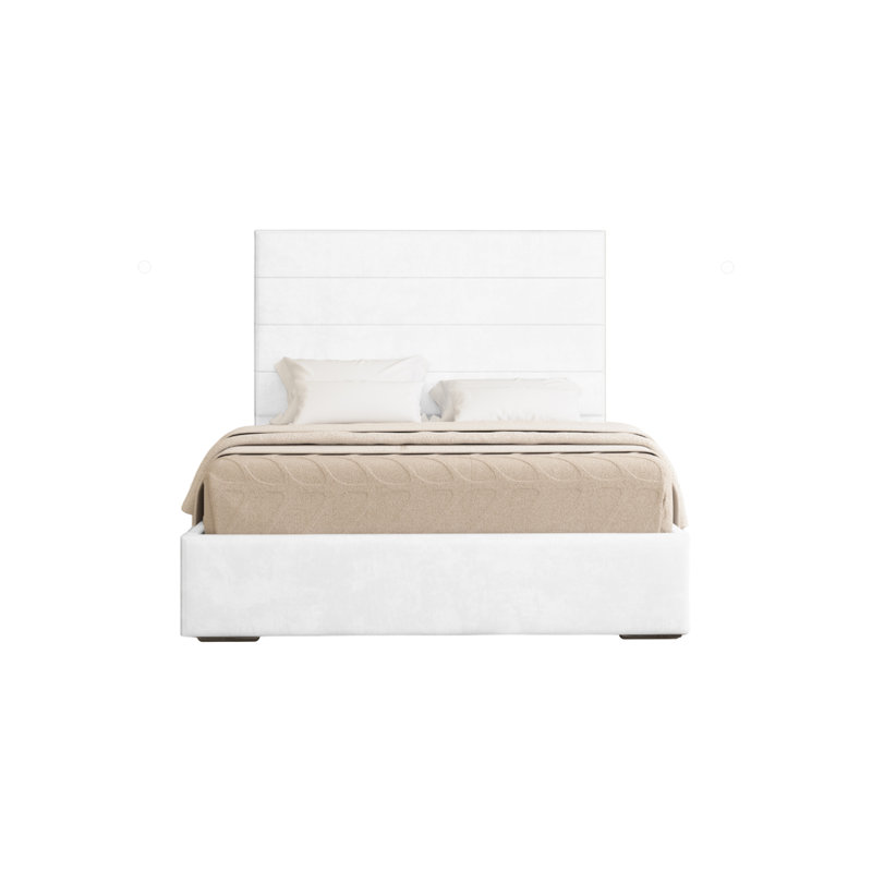 Chanute Upholstered Bed Frame, White, Single (3')