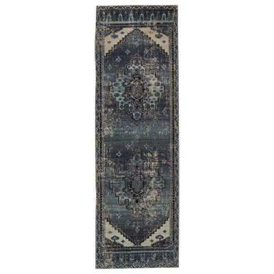 Jaipur Living Cicero Indoor/ Outdoor Medallion Blue/ Gray Runner Rug (2'6"X8')