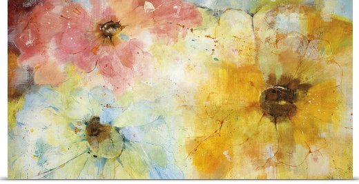 «Anjulie Flower Abstract» par Jill Martin, reproduction d'art, H 16 po x l 30 po x P 1,5 po, Toile