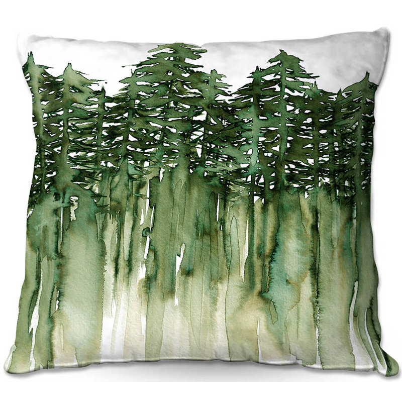 Coussin canapé tree forest tree, 20 po x 20 po, Foncé / vert / blanc