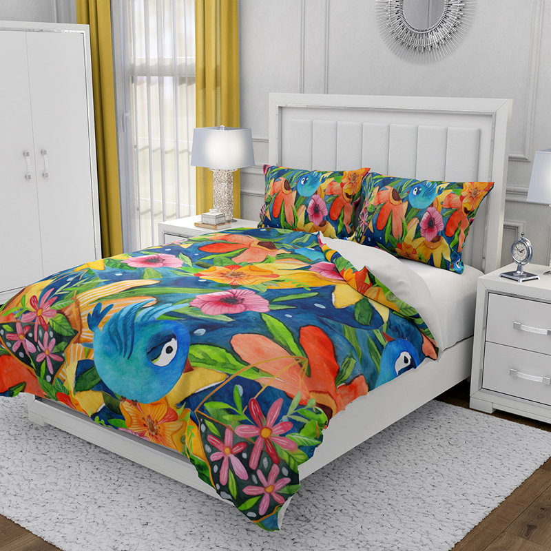 Ensemble de housse de couette en microfibre jaune, bleu, rose et 3 pièces, Housse de couette simple + 2 très grandes taies d