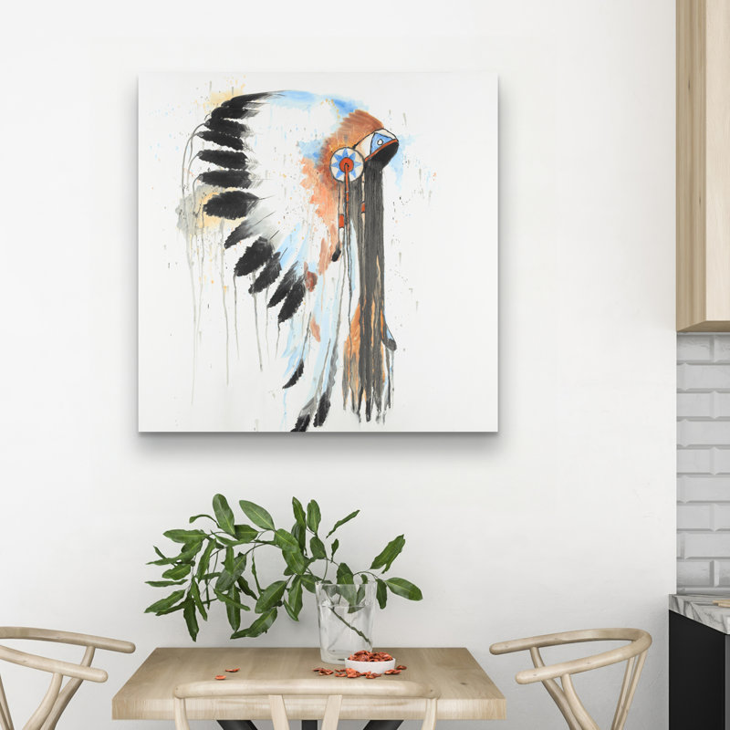 Indian war bonnet - 32"x32" art on canvas
