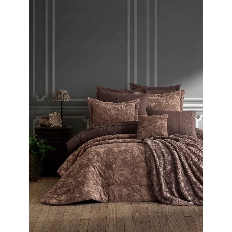 Ensemble de housse de couette en microfibre 6 pièces Goggins, Brun
