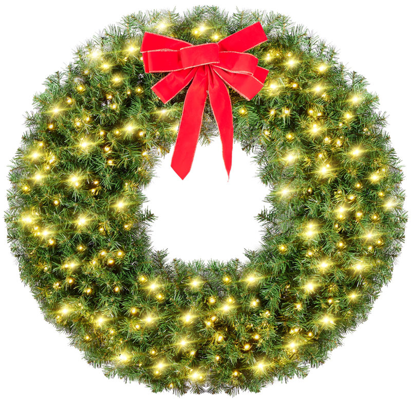 Heurlin Faux Pre-Lit Wreath , 48'' H X 48'' W X 8.7'' D 