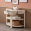 Élégante console demi-lune avec un design cannelé distinctif et un rangement pratique-2014150328