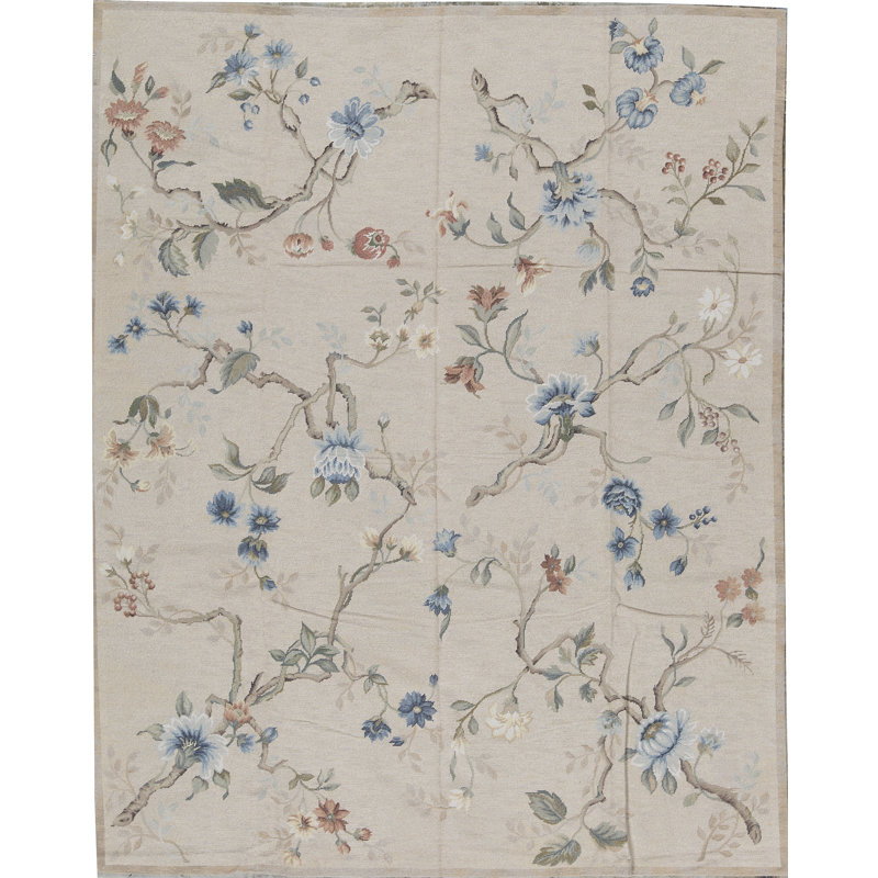 Tapis beige noué à la main de haute qualité