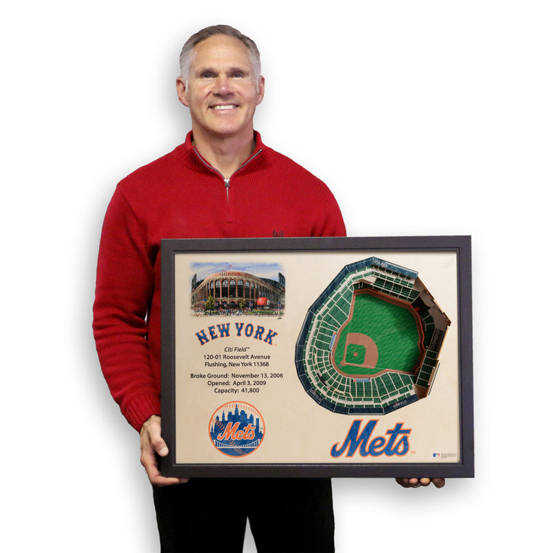 New York Mets 3D Stadium Timber Wall Art with Dark Frame
