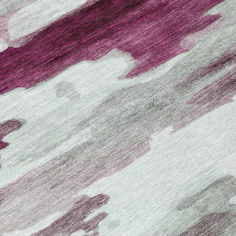 Tapis abstrait lavable à la machine intérieur / extérieur ACN2876, Merlot, 10 pi x 14 pi