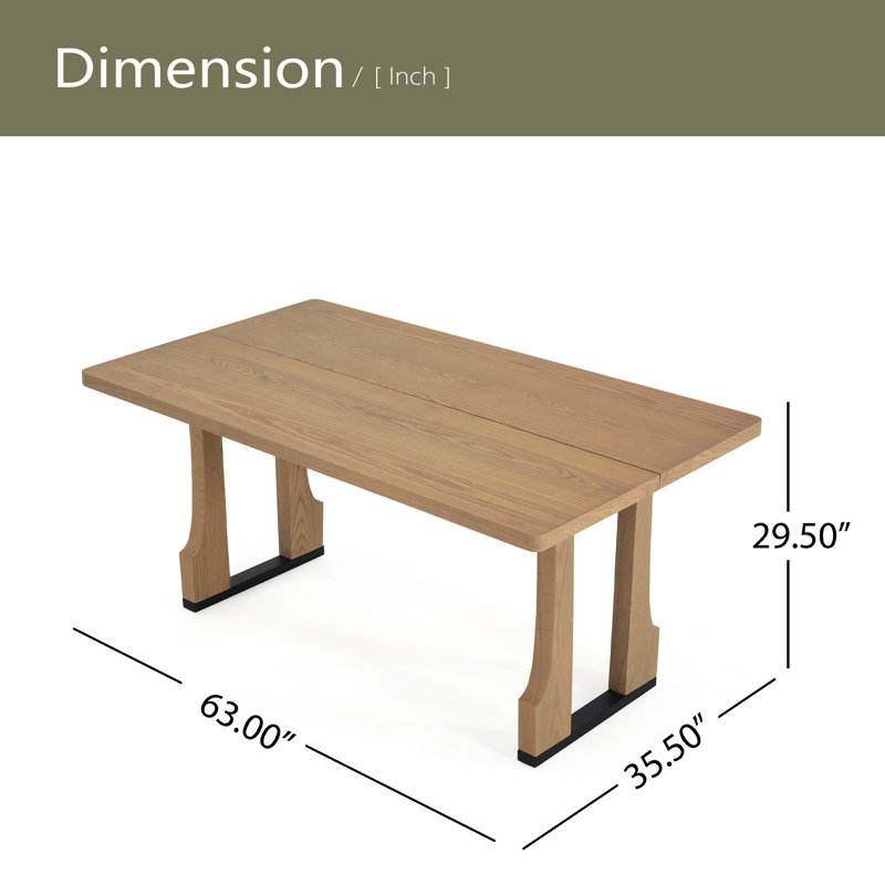 Table de salle à manger 63 ", Frêne clair