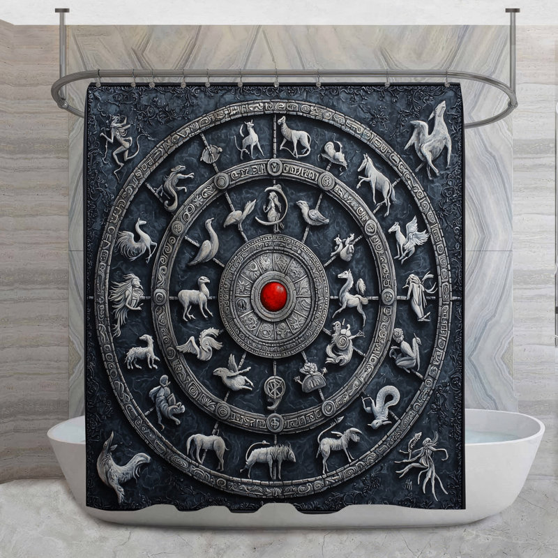 Rideau de douche Zodiac Symbols - Mythical Bathroom Decor Gothic, H 84 po x l 70 po