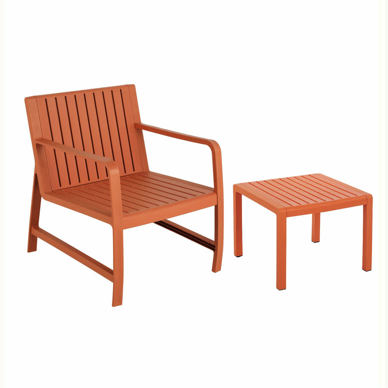 Summer 2-Piece Indoor & Outdoor Furniture Set, 1 Chair & 1 Coffee Table, Waterproof PP Material, Easy Assembly Patio Conversation Set, Apricot Brown