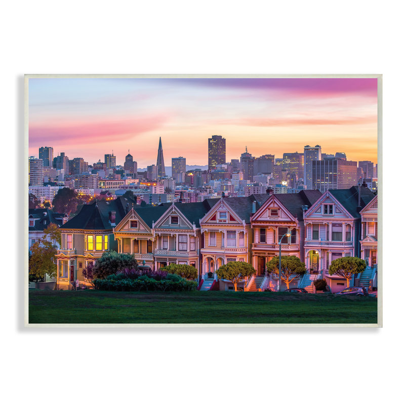 San Francisco, Californie, coucher de soleil, architecture de paysage urbain, Bois naturel, H 13 po x l 19 po