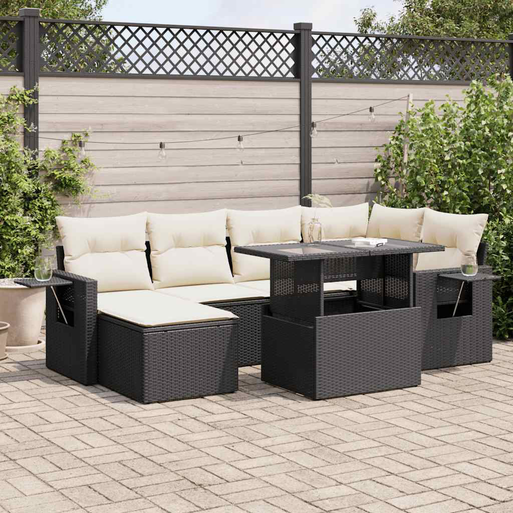 Vidaxl 7-Tlg. Garten-Sofagarnitur Mit Kissen Beige Poly Rattan