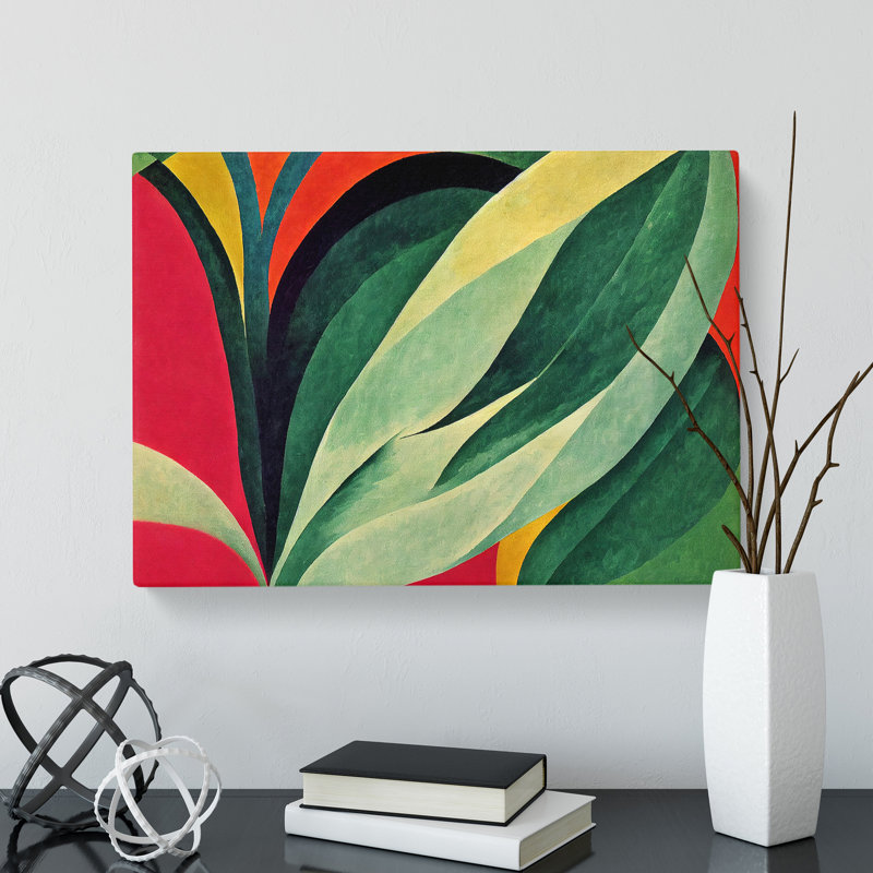 Bold Leaf Abstract - Wrapped Canvas Painting, 50cm H x 76cm W x 3cm D