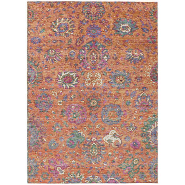 Machine Washable Indoor/Outdoor Xhevrie Orange Rug