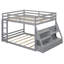 Lit superposé double avec lumières DEL contrôlées par l'application, ports USB, tablettes de rangement et tiroirs - Lit pour enfant robuste, gris-1848501922