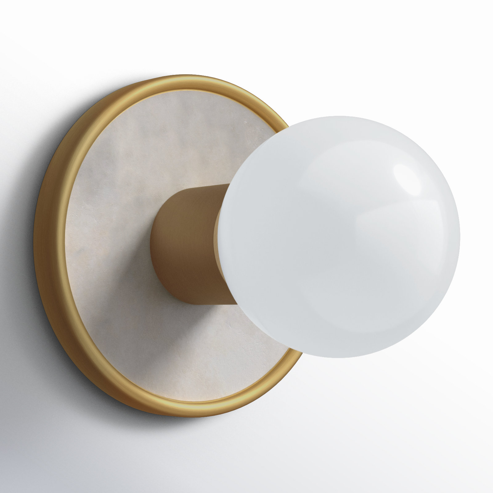 Rocha Single Dimmable Bath Sconce, Yes, White Alabaster/Natural Aged Brass