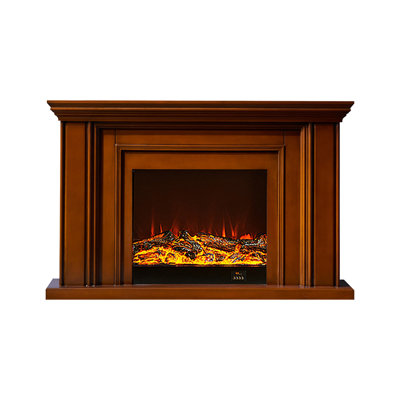 Brown Solid Wood Electric Fireplace