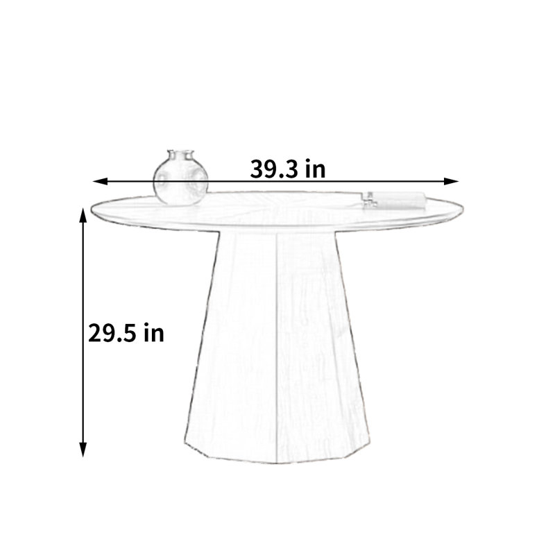 Minimalist quality dining table, 29.5"H x 39.3"L x 39.3"W