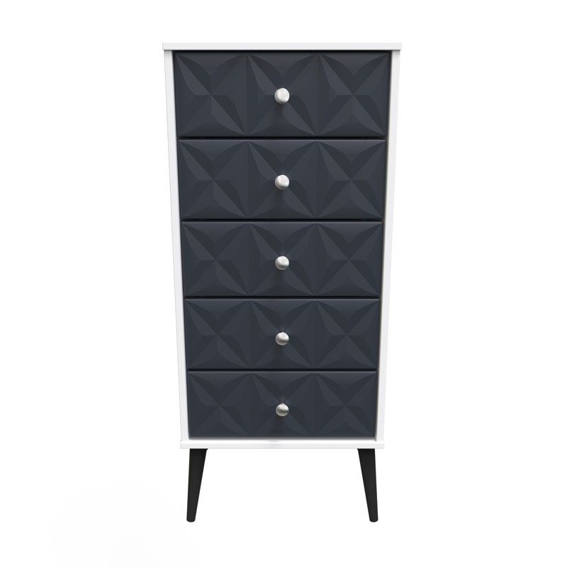 Carnlea 45cm W Manufactured Wood Bedside Table, Indigo Matt/White