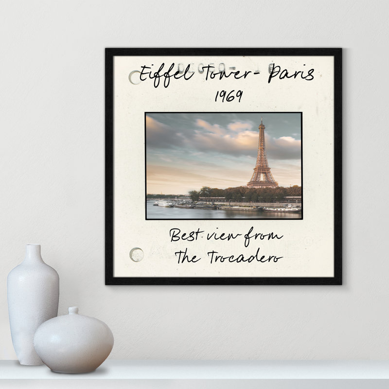 «Paris Paris - Eiffel View Print» par Danita Delmont, Papier avec cadre simple noir, H 23,5 po x l 23,5 po x P 0,75 po