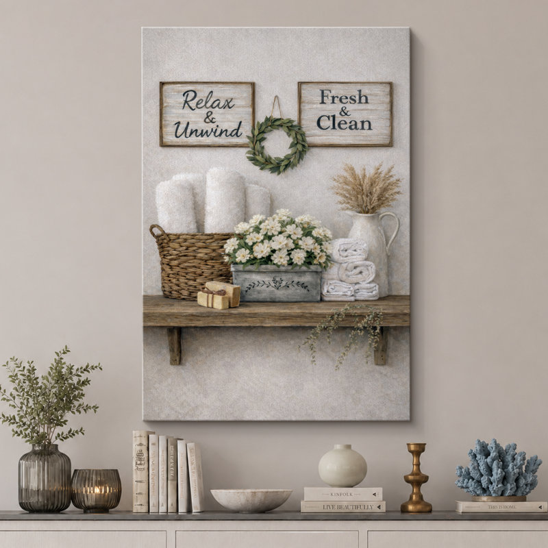 «Farmhouse Spa», reproduction d'art sur toile encadrée, impression sur toile, H 18 po x l 12 po x P 1,5 po, Toile tendue