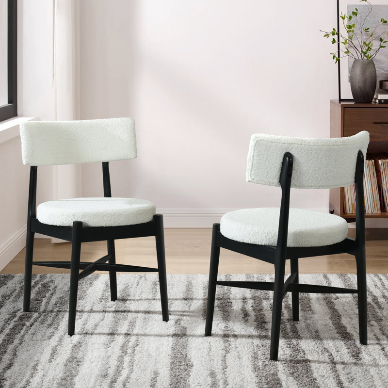 Chaises de salle à manger rembourrées en tissu, Noir, noir, noir, noir