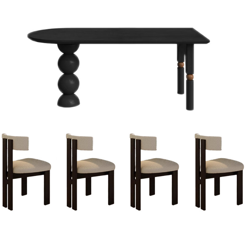 Ensemble de table de salle à manger Black Retro Creative, H 29,52 po x L 62,99 po x l 31,49 po