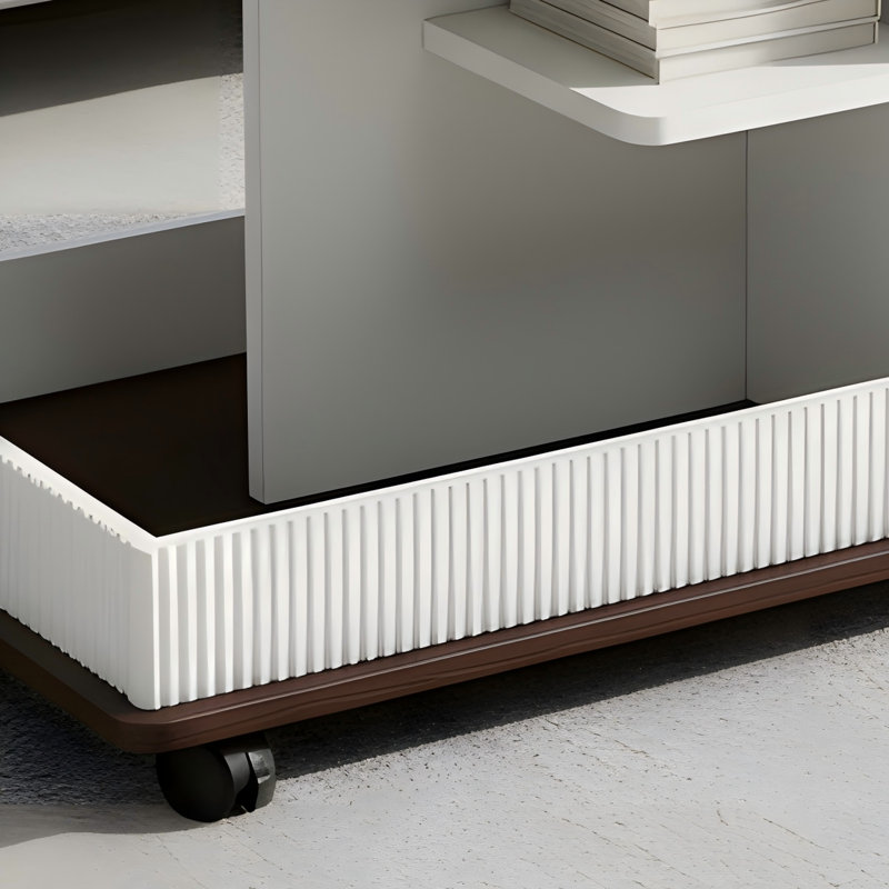 Table d'appoint moderne et multifonctionnelle avec roulettes réglables, y compris une table élévatrice, une table rotative à 360 ° et un espace de rangement, convient aux salons et aux petits espaces