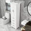 Armoire de rangement autoportante avec 3 tiroirs, tablettes réglables et portes à fermeture en douceur
