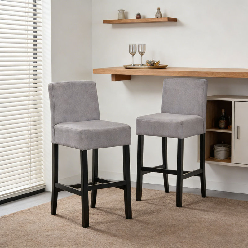 30-inch Fabric Barstool with Solid Wood Frame