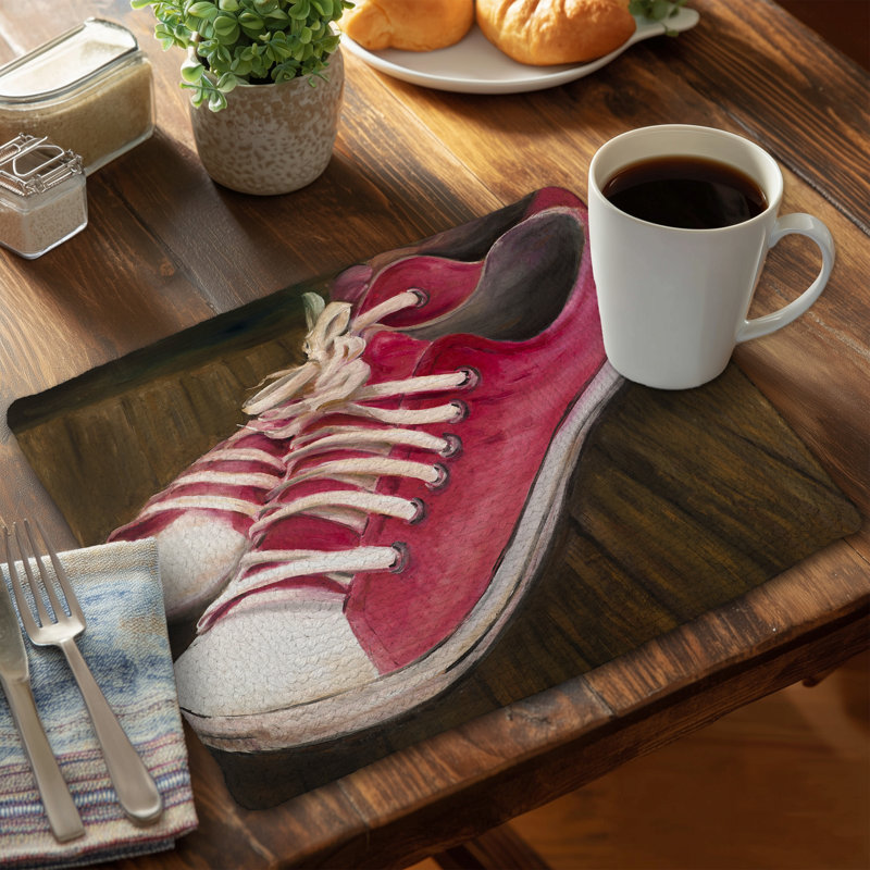 Braided Polyester Placemats - Set of 4 | Pink Sneakers Decor