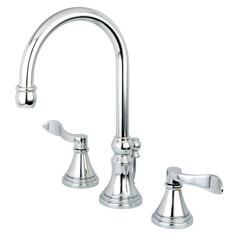 Robinet pour salle de bain espacé avec ensemble de drain nufrench, Chrome poli