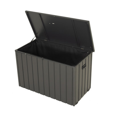 Boîte de rangement extérieure, boîte de rangement en métal, sac de rangement intégré en tissu Oxford, boîte de rangement extérieure verrouillable et imperméable - gris