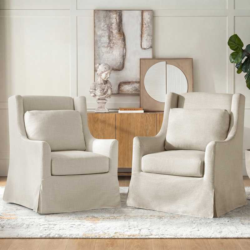 Fauteuil décoratif pivotant avec coussin lombaire l 29,5 po Claudio, Linen, 2
