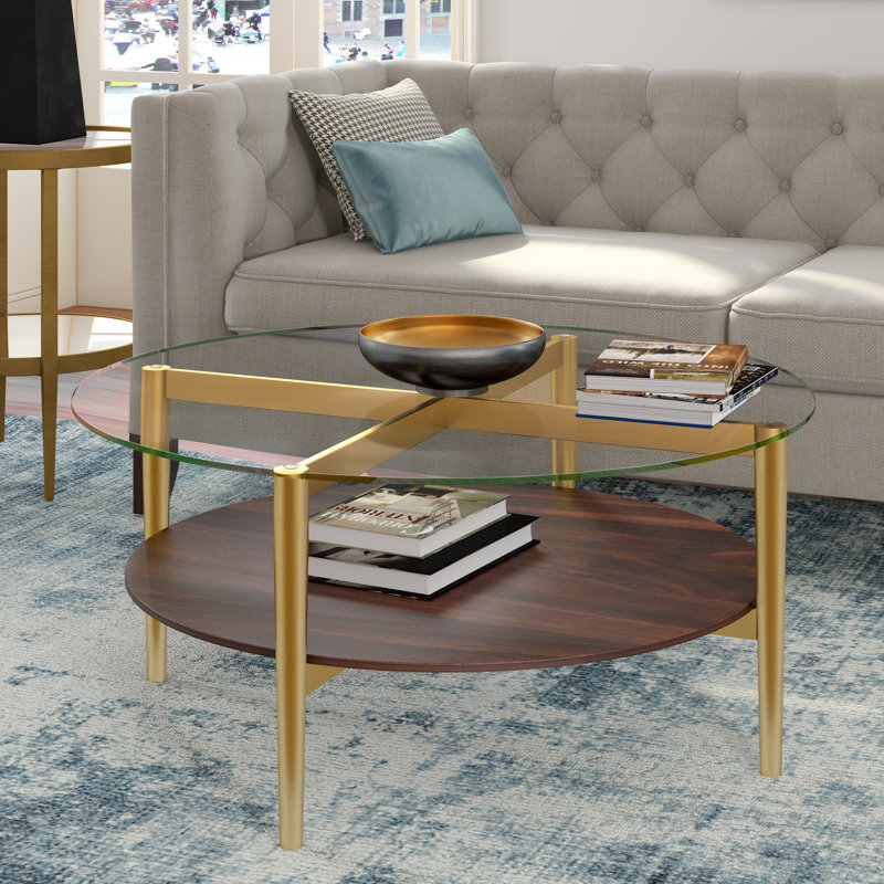 Otto Glass Top Single Coffee Table, Brown