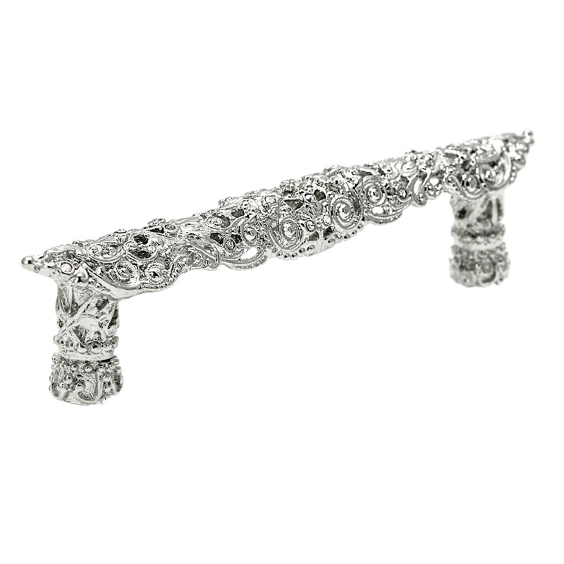 Juliane Grace 4 inches c.c. pull with Swarovski Clear & Aurore Boreale Crystals in Satin, 4", Chrome