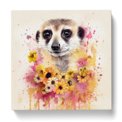 Meerkat Floral No.1 - Wrapped Canvas