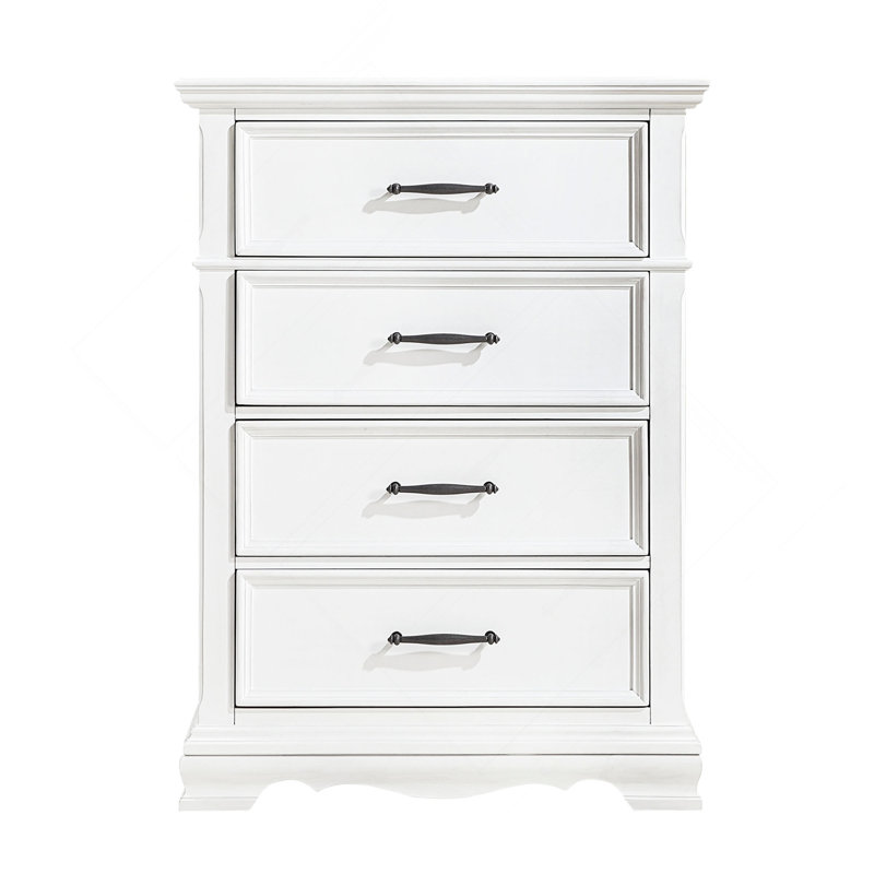 Élégante armoire de rangement à 4 tiroirs en bois massif pour chambre à coucher à 1 tiroir