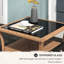 Table de bout d'extérieur avec verre trempé et 2 espaces de rangement noir et brun