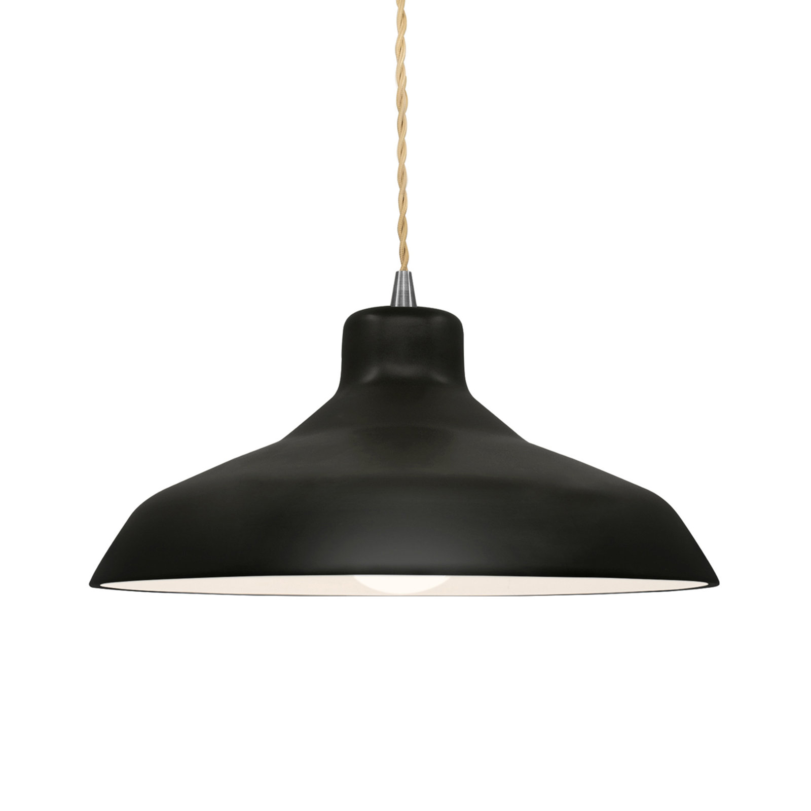 Fallon Ceramic Dimmable Pendant, Carbon Matte Black, 6.25" H x 13.5" W x 13.5" D, Brushed Nickel