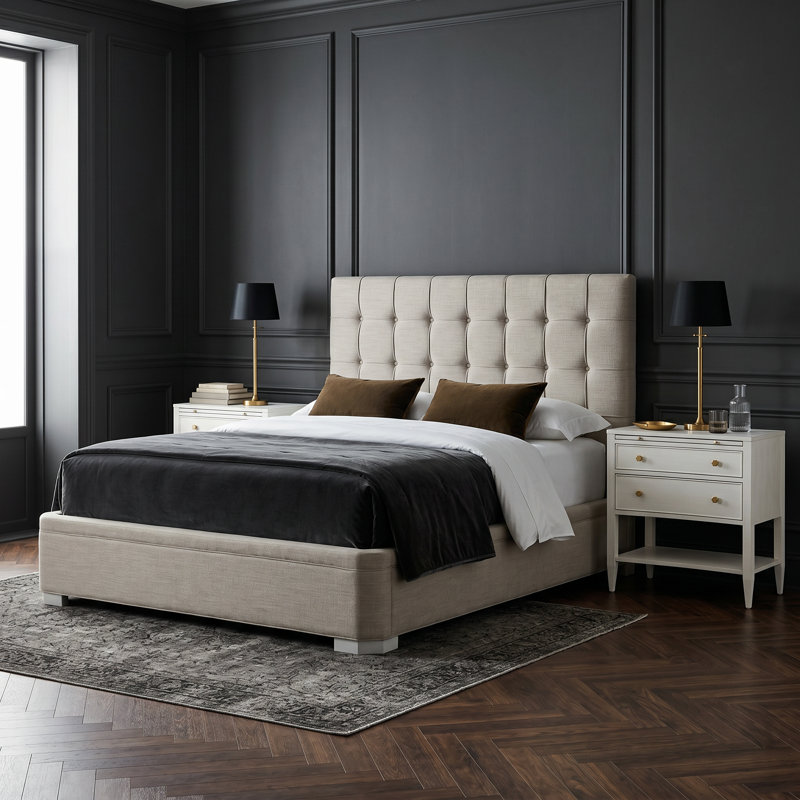 Love Joy Bliss Alabaster 4 Piece Queen Bedroom Set W/Chest, 3 Pcs: Bed, 2 Nightstands, King