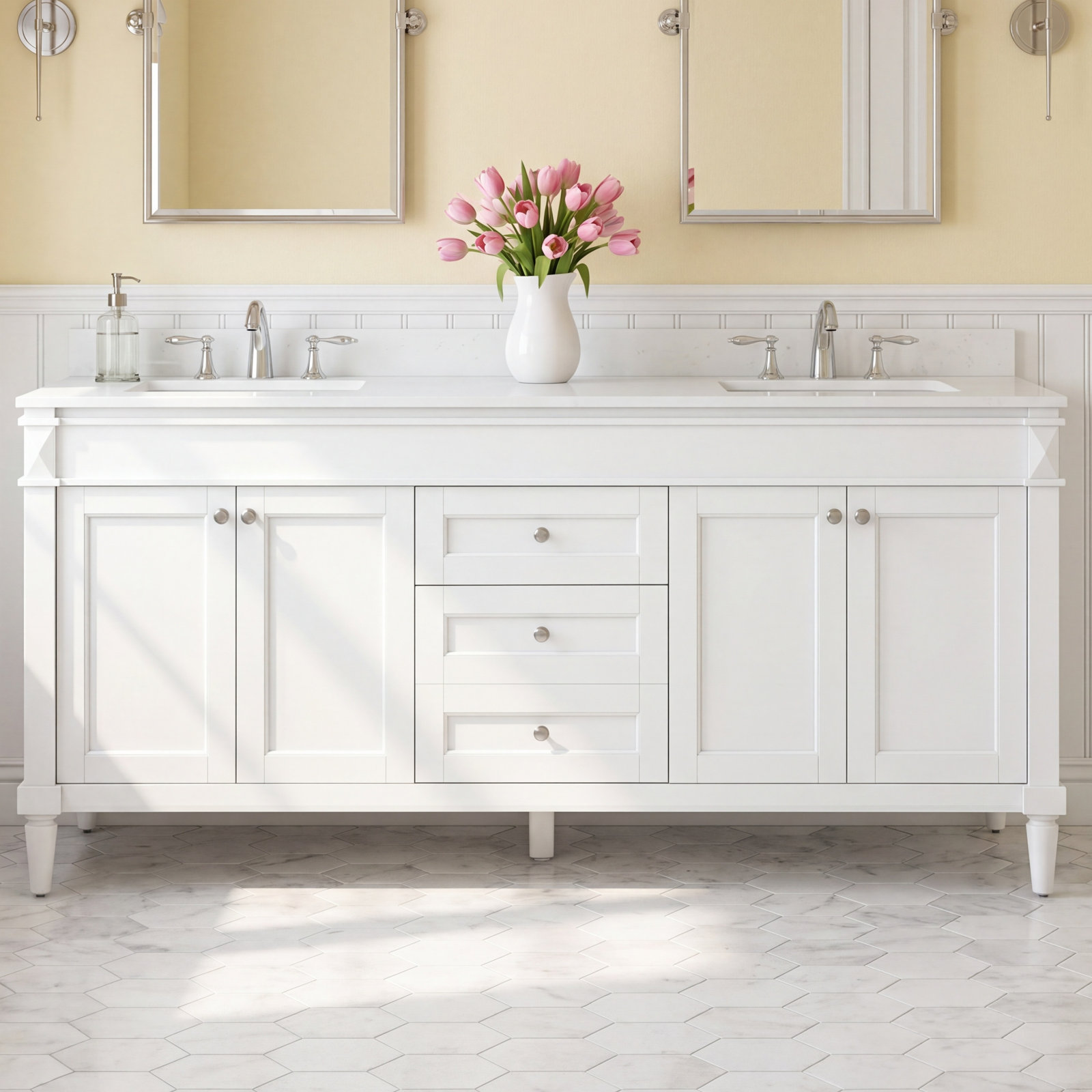 Readington 72'' Double Bathroom Vanity, White