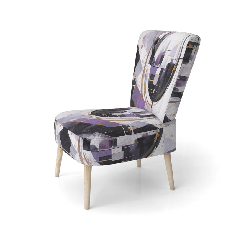 Fauteuil d'appoint rembourré mauve à multiples facettes mauve et noir