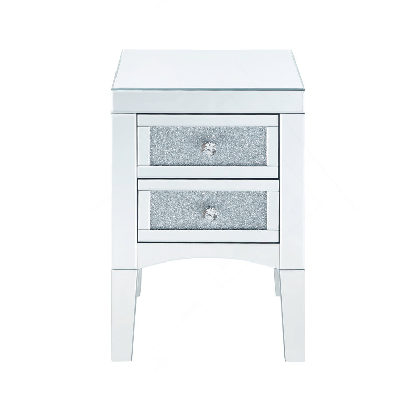 Table de bout rectangulaire, petite table d'appoint en miroir