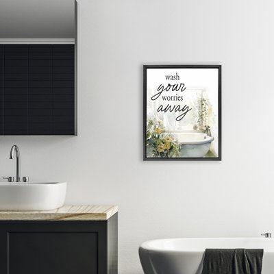 Wash Worries Away Sunlit Bath Floating Frame, design by Lettered and Lined