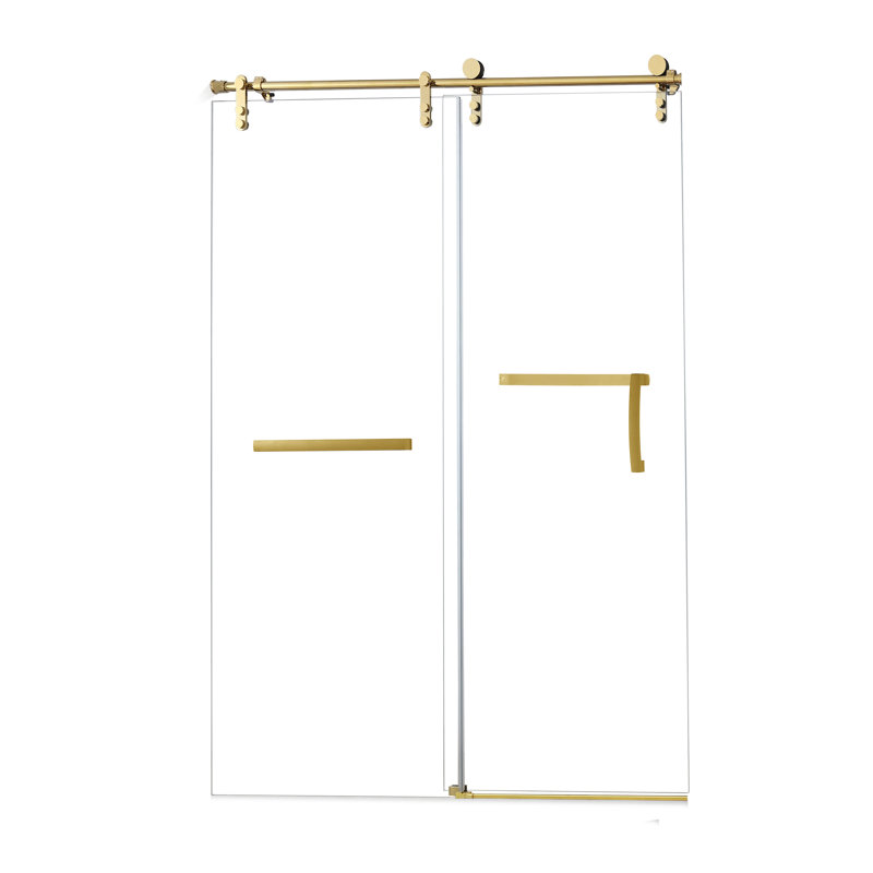 Glissière simple sans cadre de 44 à 48 po x H 76 po avec verre de 5/16 po (8 mm) et quincaillerie en acier inoxydable